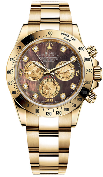 Часы Rolex Daytona Cosmograph Yellow Gold Crystals Diamonds 116528