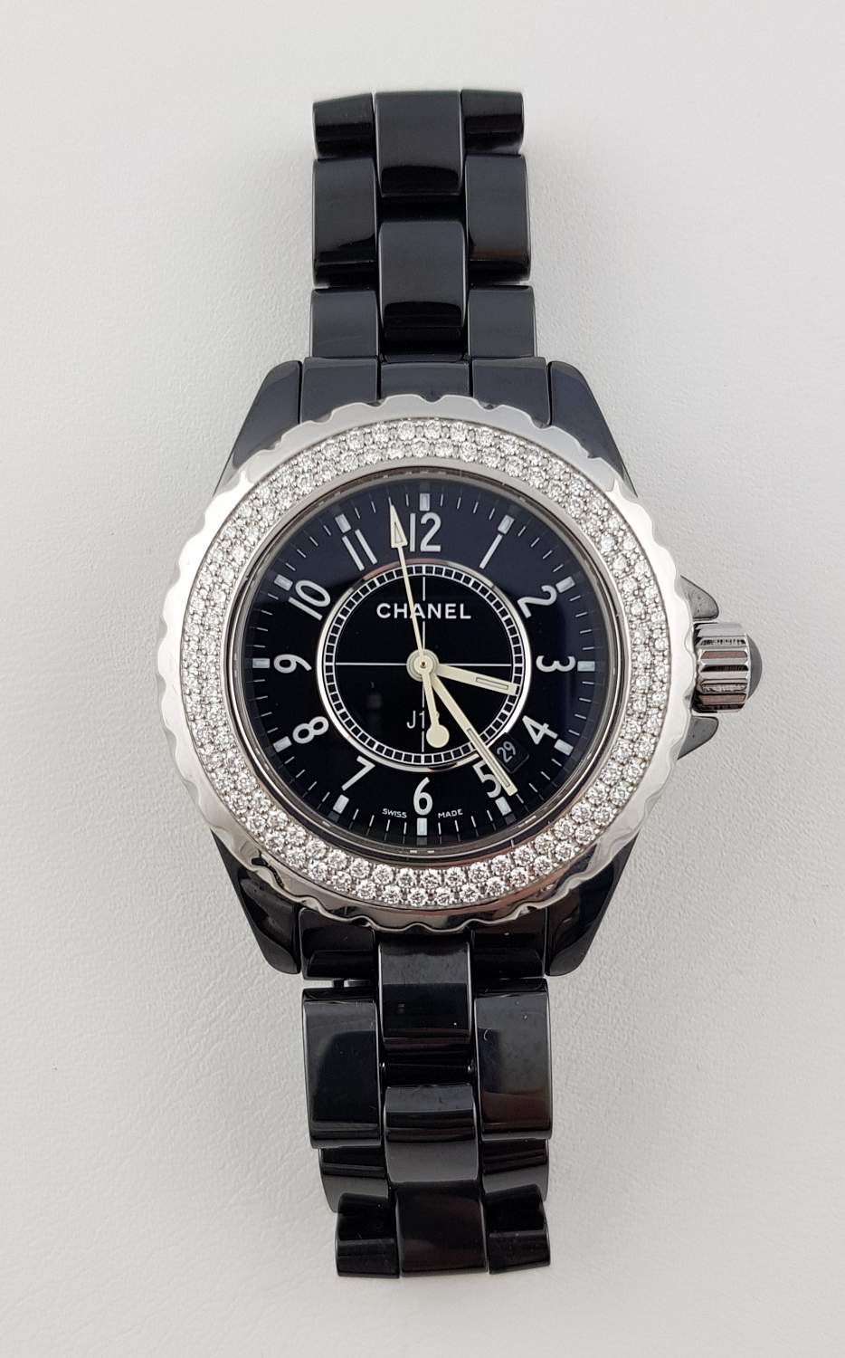 Часы Chanel Black Dial, Diamond Bezel, Ceramic on bracelet / Quartz H0949