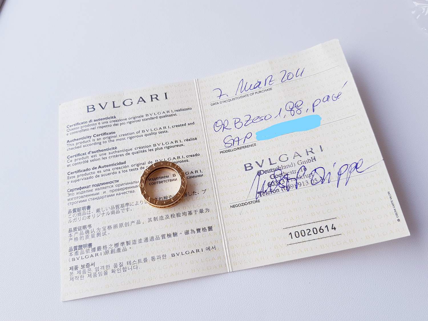 Кольцо с бриллиантом Bvlgari B.Zero1 Yellow Gold Single Band Diamond Ring AN854461
