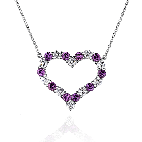 Колье Tiffany & Co Diamond & Pink Sapphire Heart Pendant 111
