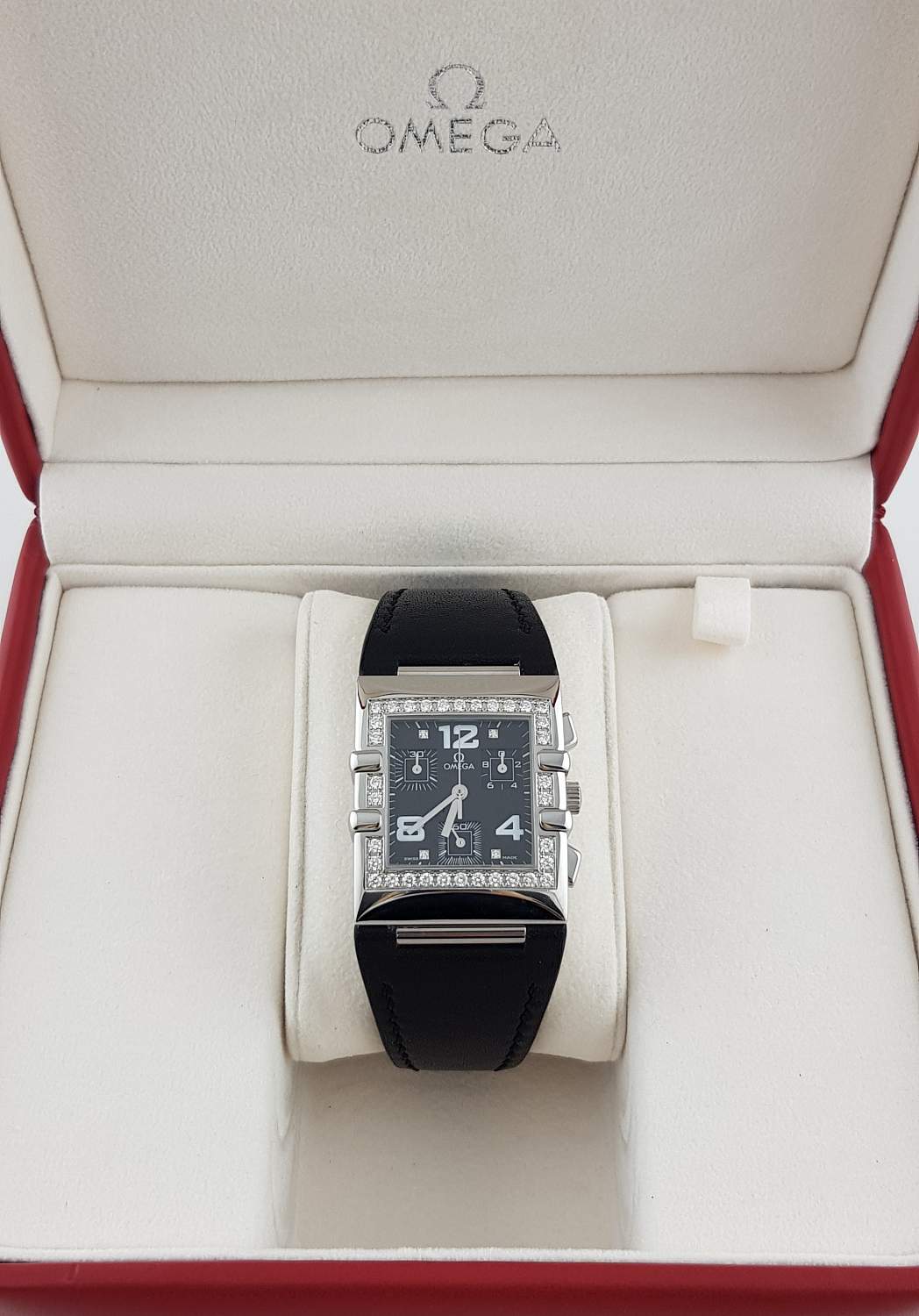 Часы Omega Constellation Quadra Stainless Diamond Black Chronograph 1847.55.11