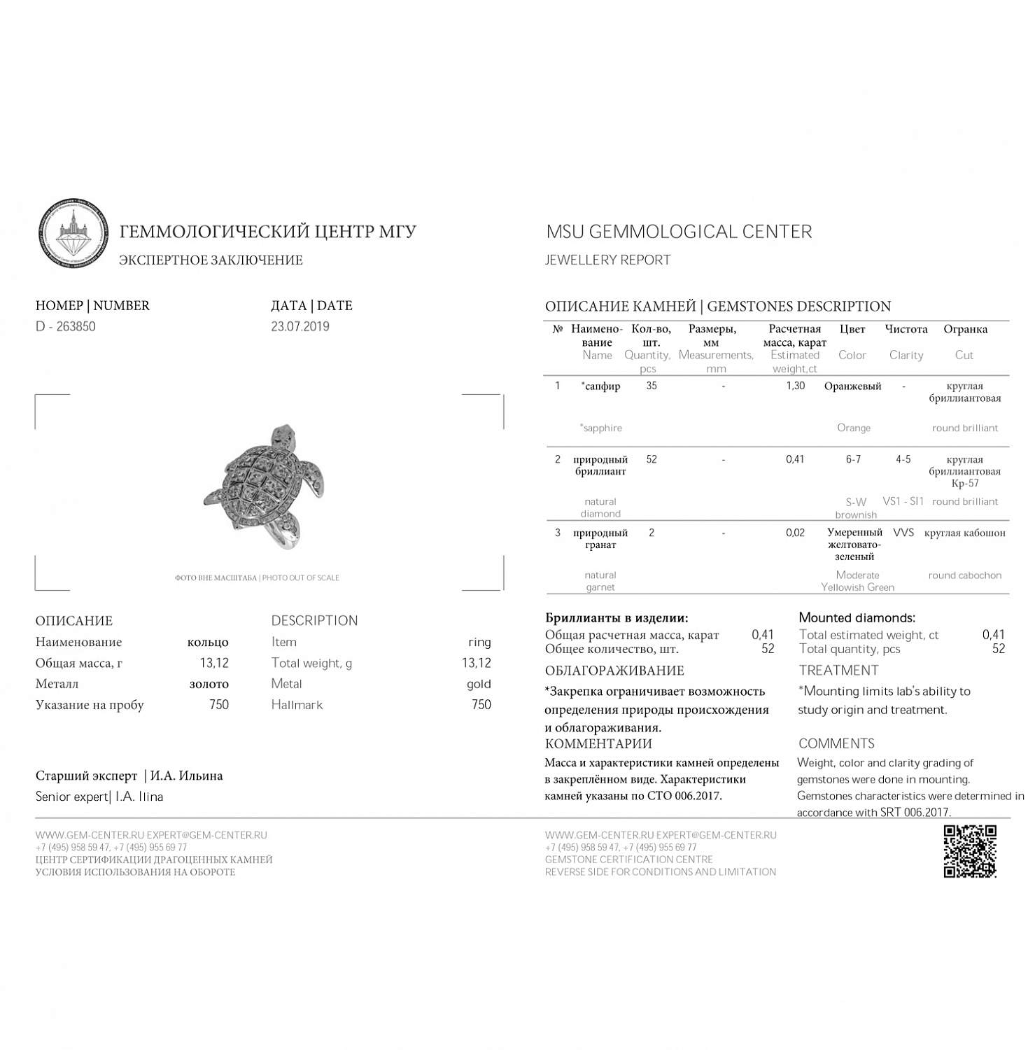 Кольцо Vesco  черепаха