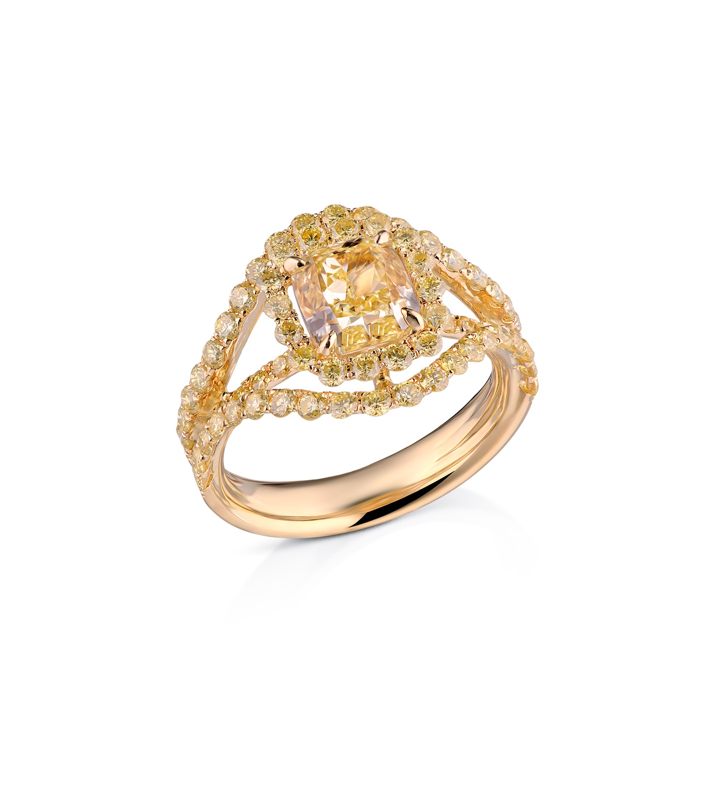 Кольцо с бриллиантом No Name  с желтыми бриллиантами 1,50ct W-X/VVS2
