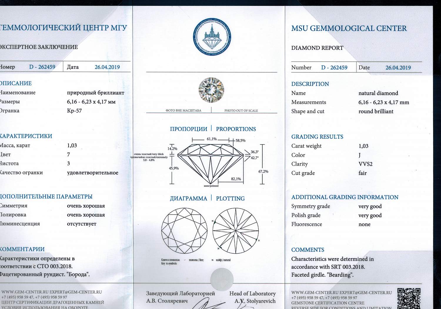 Кольцо с бриллиантом RalfDiamonds  1,03ct J/VVS2