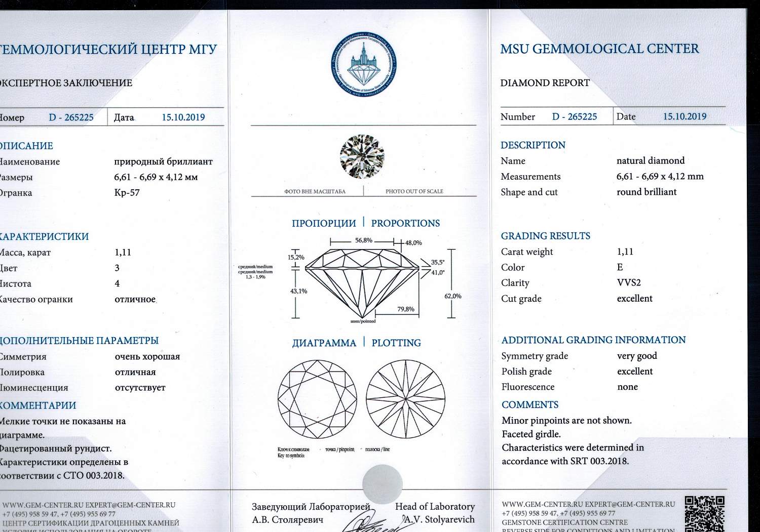 Кольцо с бриллиантом No Name  с бр. 1,11ct E/VVS2