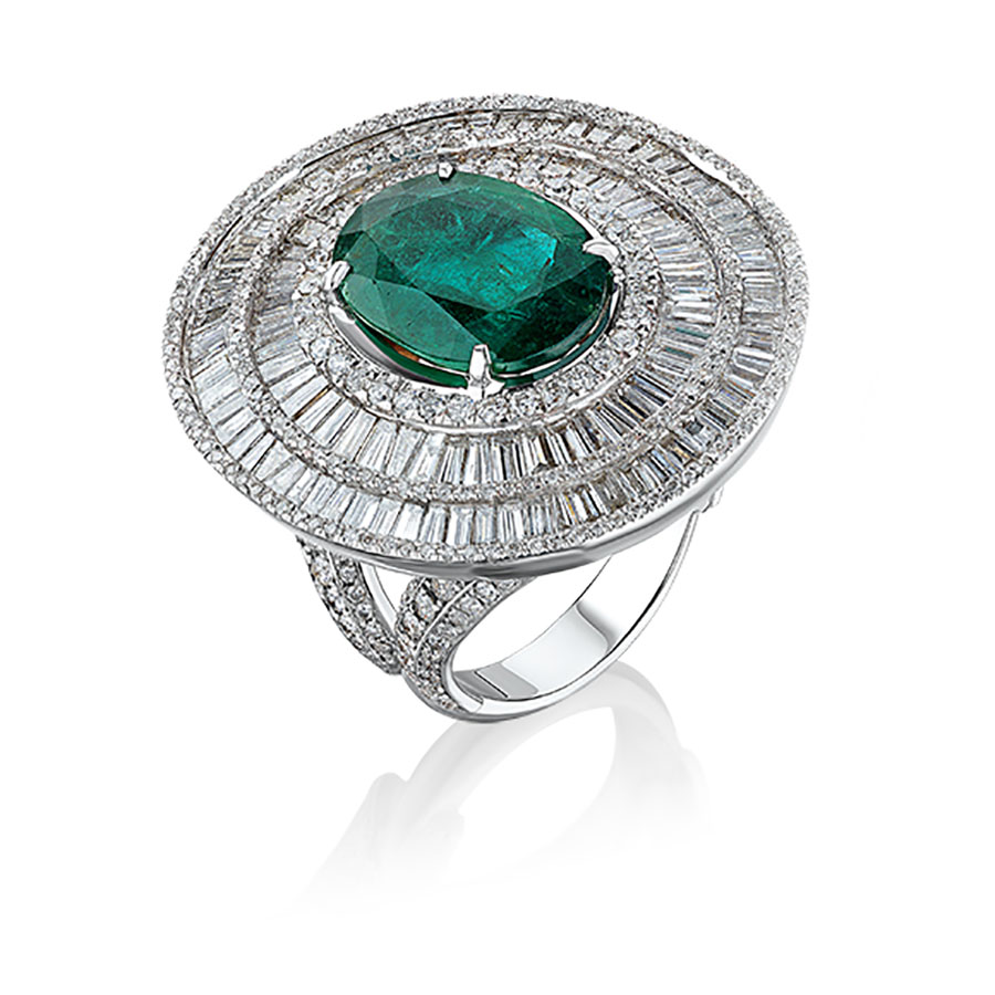 Кольцо с бриллиантом RalfDiamonds  с изумрудом 6,48ct и бриллиантами