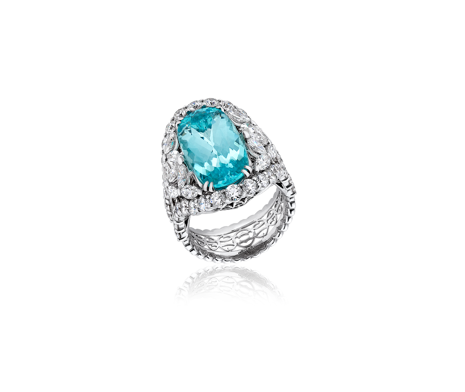 Кольцо с бриллиантом No Name  с турмалином Параиба 9,88ct