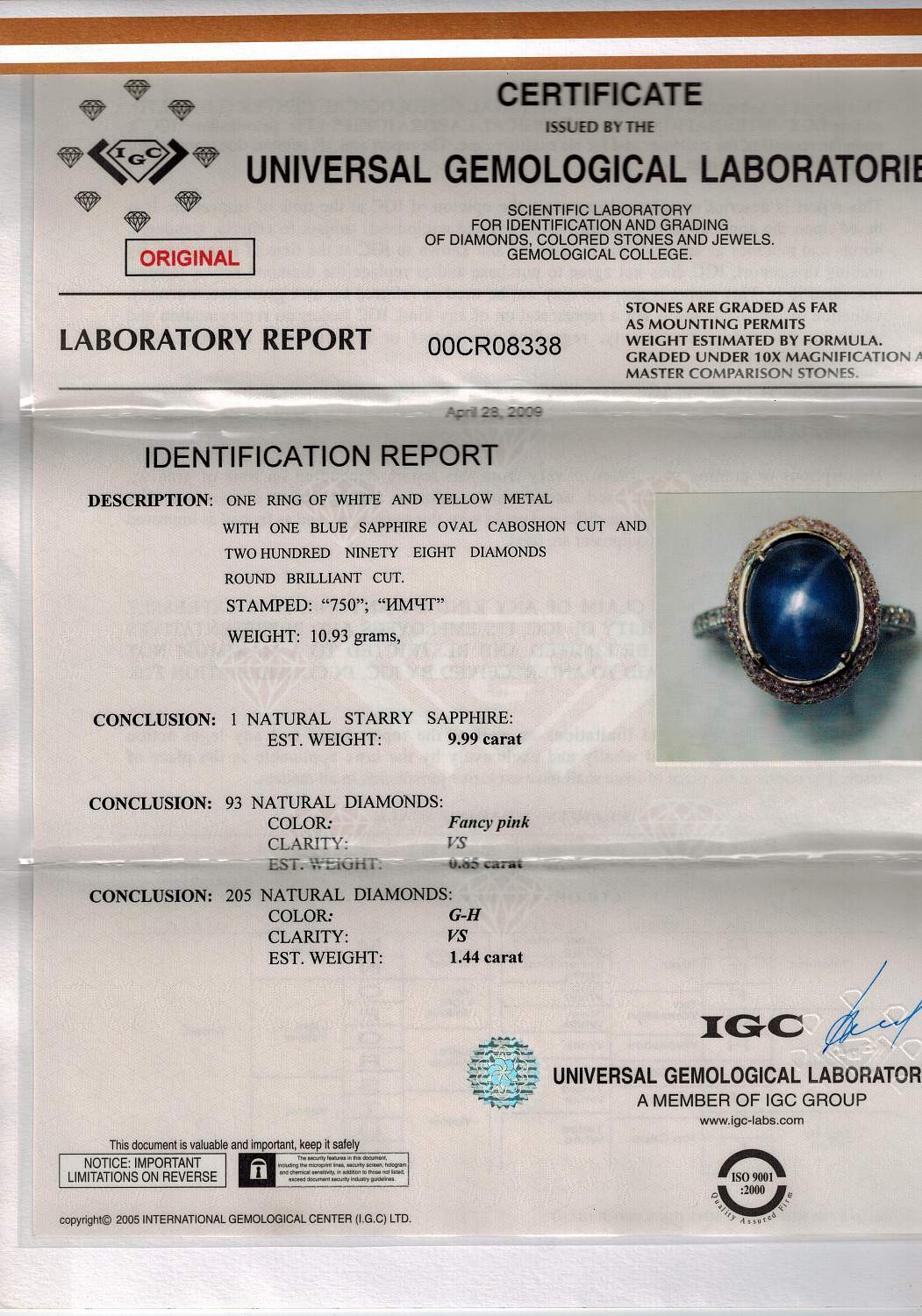 Кольцо с бриллиантом No name  с сапфиром 9,99ct