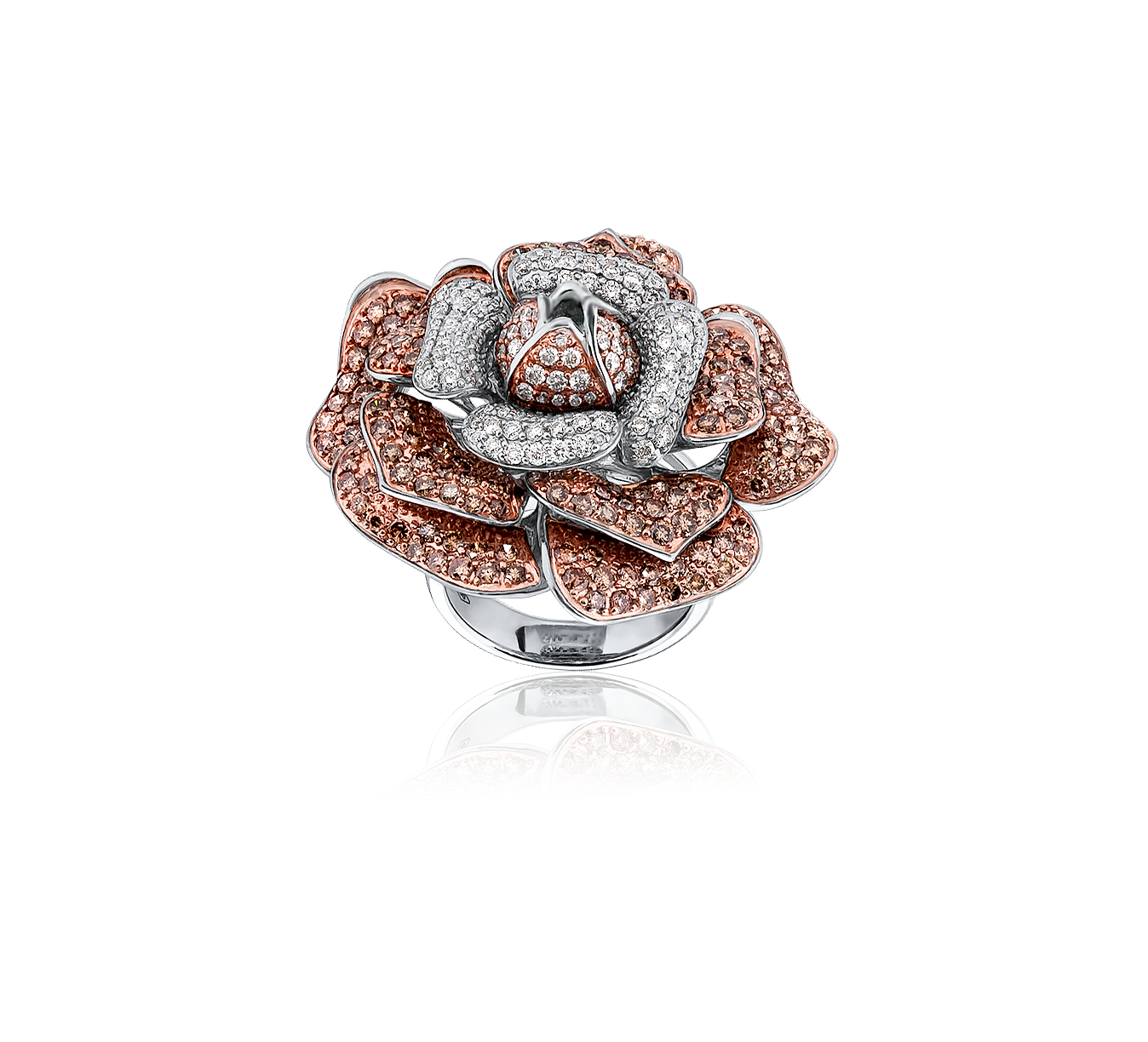 Кольцо с бриллиантом RalfDiamonds  с белыми и коньячными бриллиантами