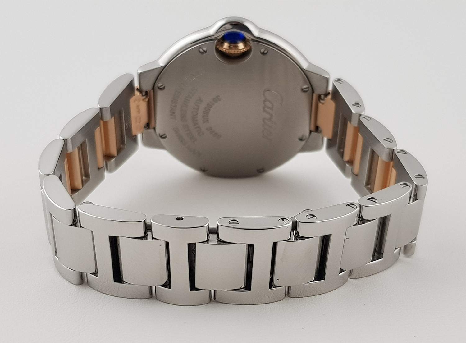 Часы Cartier Ballon Blue 33mm Stainless Steel 18k Rose Gold Diamond Dial WE902061