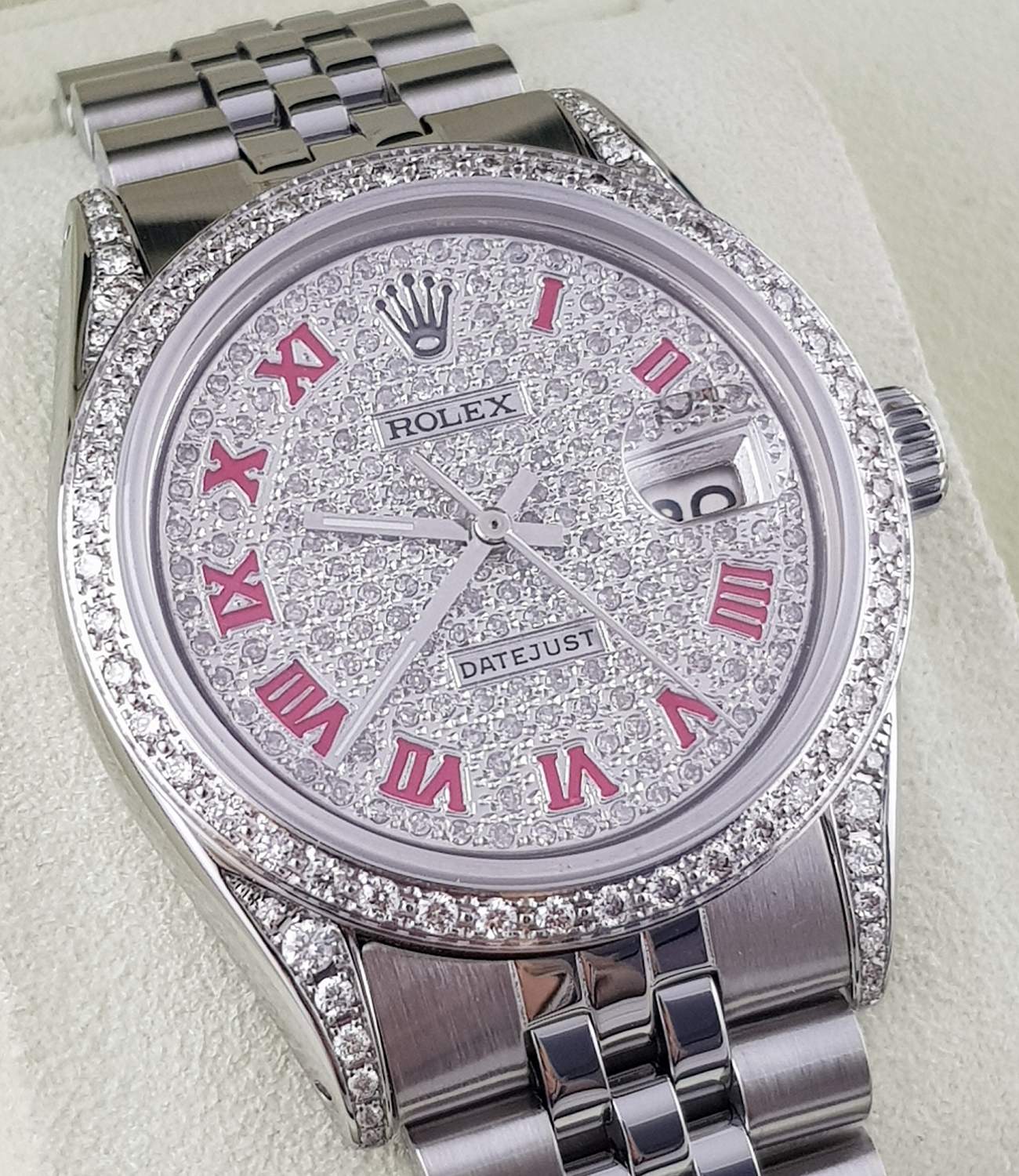 Часы Rolex Diamond Datejust 36mm Steel Vignette Custom 1603