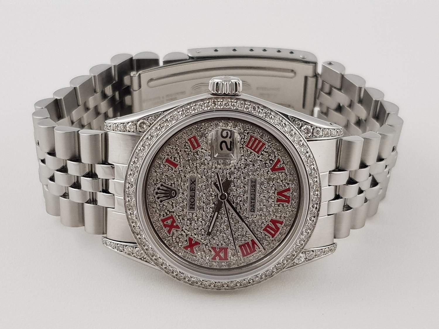 Часы Rolex Diamond Datejust 36mm Steel Vignette Custom 1603