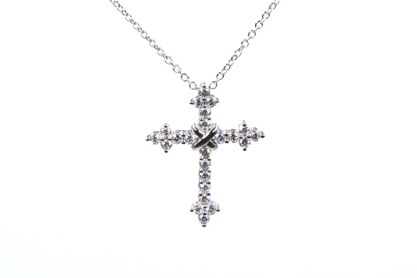 Колье Gianni Lazzaro подвеска крест с бриллиантами 0,71ct