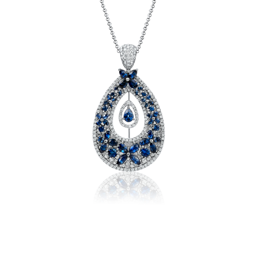 Подвеска RalfDiamonds White Gold Sapphires Diamonds Pendant