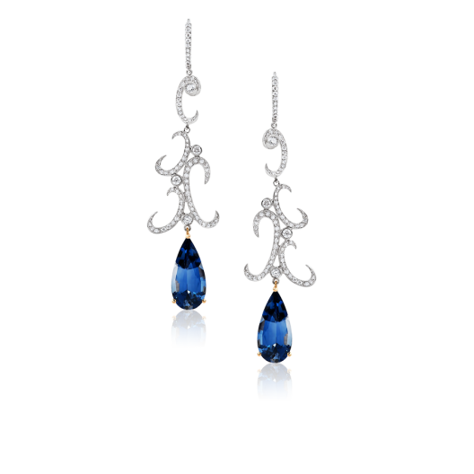 Серьги No Name White Gold Sapphires Diamonds Earrings