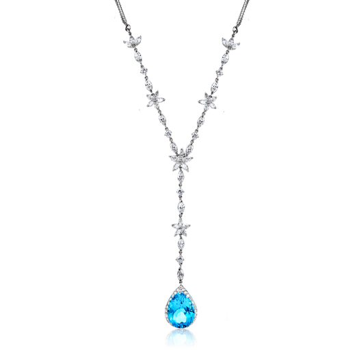 Колье No Name White Gold Topaz Diamonds Pendant 10.8 ct