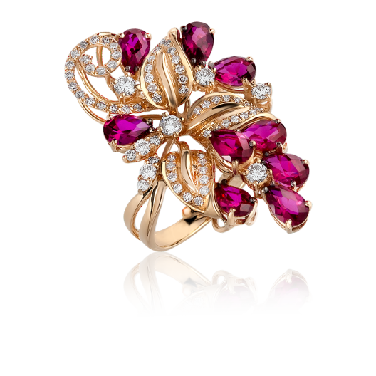 Кольцо с бриллиантом No Name  с гранатами