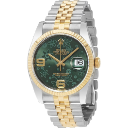Часы Rolex Datejust 36 mm Green Floral Dial Steel and Yellow Gold 16233