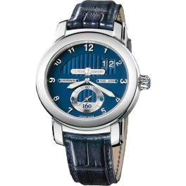 Часы Ulysse Nardin Anniversary 160 Blue Dial 18Kt White Gold Blue Leather Men's Watch 1600-100