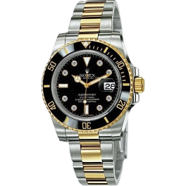 Часы Rolex Submariner Steel and Yellow Gold Ceramic 116613 Black & diamond