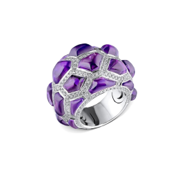 Кольцо с бриллиантом de Grisogono  с аметистами и бриллиантами