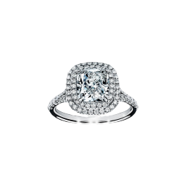 Кольцо с бриллиантом Tiffany & Co  Cushion-cut Double Halo Engagement