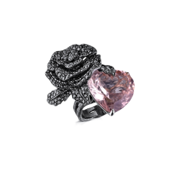 Кольцо с бриллиантом No Name  18-karat blackened white gold, diamond and beryl ring