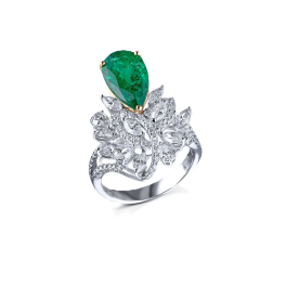 Кольцо с бриллиантом No Name  с изумрудом 3,27ct