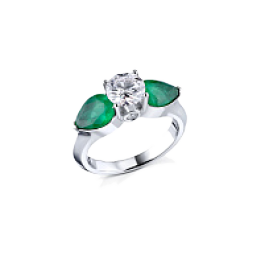 Кольцо с бриллиантом RalfDiamonds  1,10ct J/VS1 и изумрудами