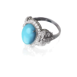 Кольцо с бриллиантом RalfDiamonds  с бирюзой 3,51ct