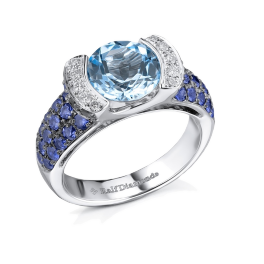 Кольцо RalfDiamonds White Gold Topaz Sapphires Diamonds Ring