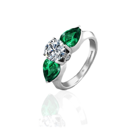 Кольцо RalfDiamonds White Gold Diamond Emeralds Ring