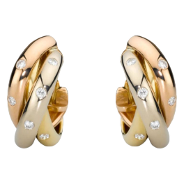 Серьги Cartier Trinity De Diamond 18k Three Tone Gold Hoop Earrings B8031700