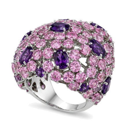 кольцо с аметистами и топазами