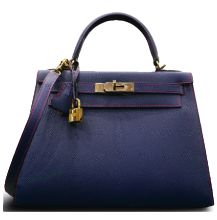 Kelly 28 HSS Veau Epsom Bleu Saphire Constrast Lines PHW