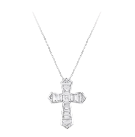Baguette Cut Diamond Cross Pendant