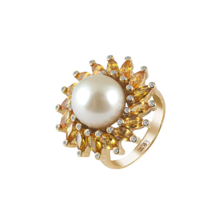 Pearl Sapphire and Diamonds Ring
