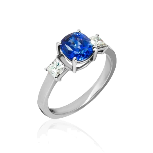 Кольцо No Name с бриллиантами и сапфиром 1.74ct SI1