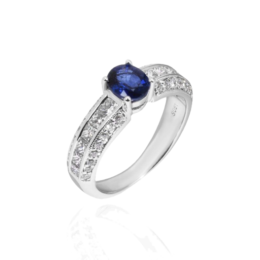 Кольцо с бриллиантом No Name  с сапфиром 0,8ct и бриллиантами
