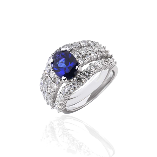 Кольцо с бриллиантом No Name  с сапфиром 2,50ct и бриллиантами