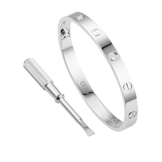 Браслет Cartier Love Classic Model 4 Diamonds White Gold B6070118