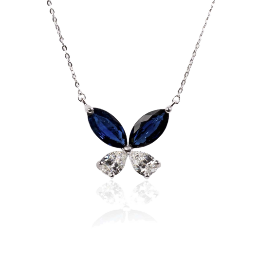 Подвеска No Name White Gold Sapphires Diamonds Necklace