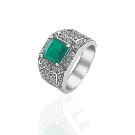 Кольцо No Name с изумрудом 2.75 ct и бриллиантами