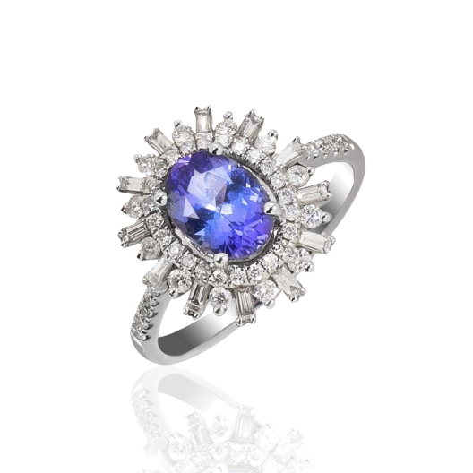 Кольцо No Name с бриллиантами и танзанитом 1,08ct