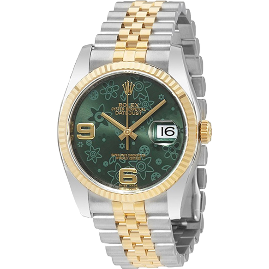 Часы Rolex Datejust 36 mm Green Floral Dial Steel and Yellow Gold 16233