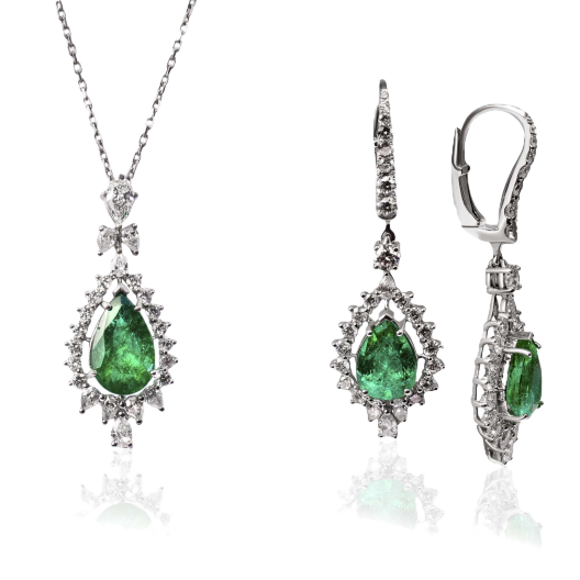 Комплект No Name с бриллиантами и изумрудами 6.05 ct