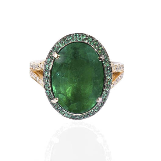 Кольцо с бриллиантом No Name  с изумрудом 6,44ct