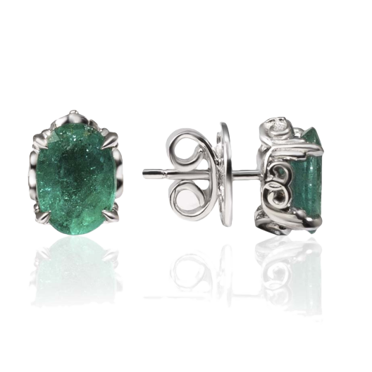 Серьги No Name  с изумрудами 2.80 CT