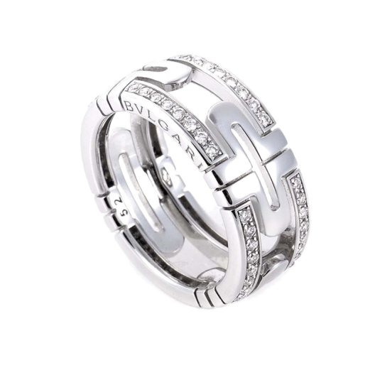 Кольцо с бриллиантом Bvlgari  Parentesi Diamond Pave White Gold Band LU6824435451