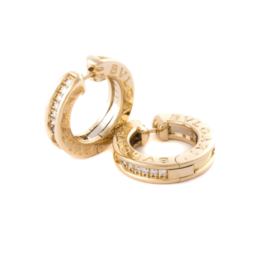 Серьги Bvlgari B.Zero1 Small Hoop Earrings with Pave Diamonds OR856307